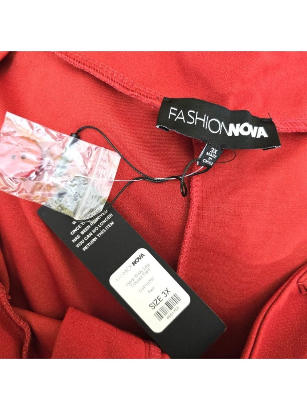 NWT Fashion Nova Heidi Red Wide Leg Trouser Pants Women Size 3X - Picture 7 of 7